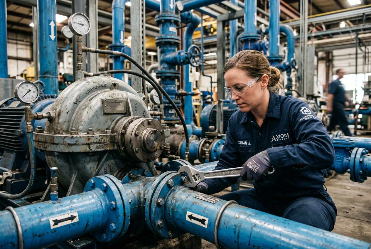 Técnico realizando mantenimiento industrial de Falken Servicios